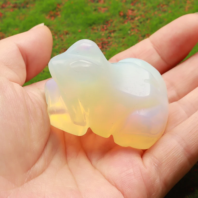 Статуэтка лягушки ручной работы опалитовый нефрит мини-кристалл животного чакра