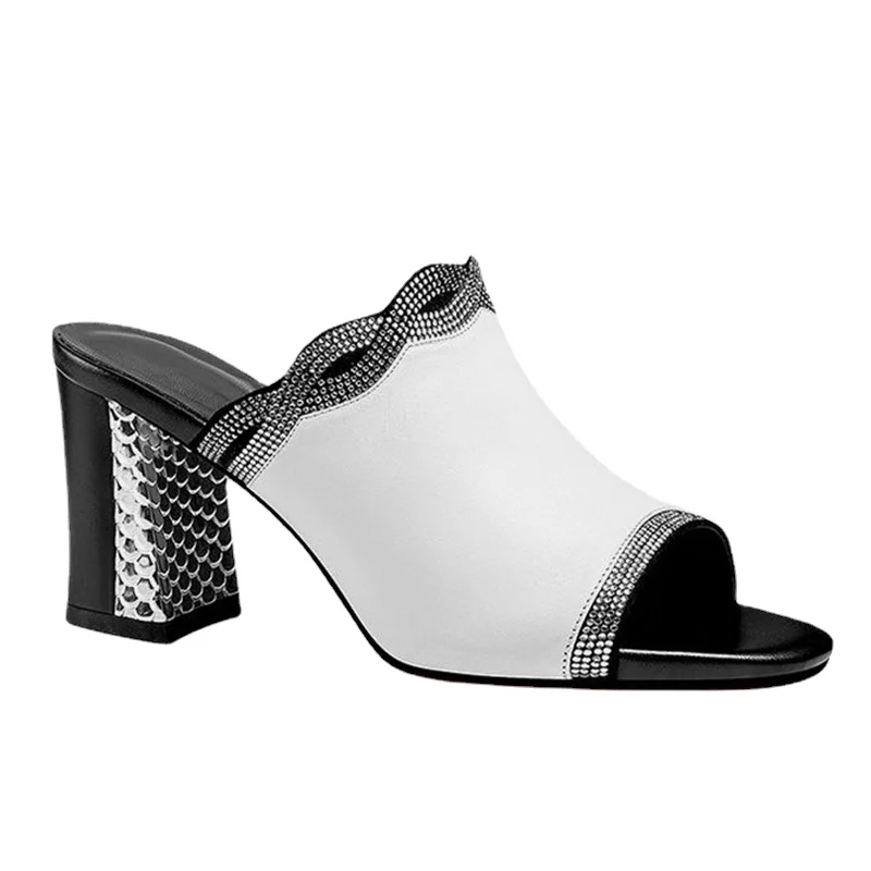 

Женские плетеные тапочки Стразы, летние сандалии с открытым носком на высоком каблуке, женские сандалии из искусственной кожи на танкетке с...