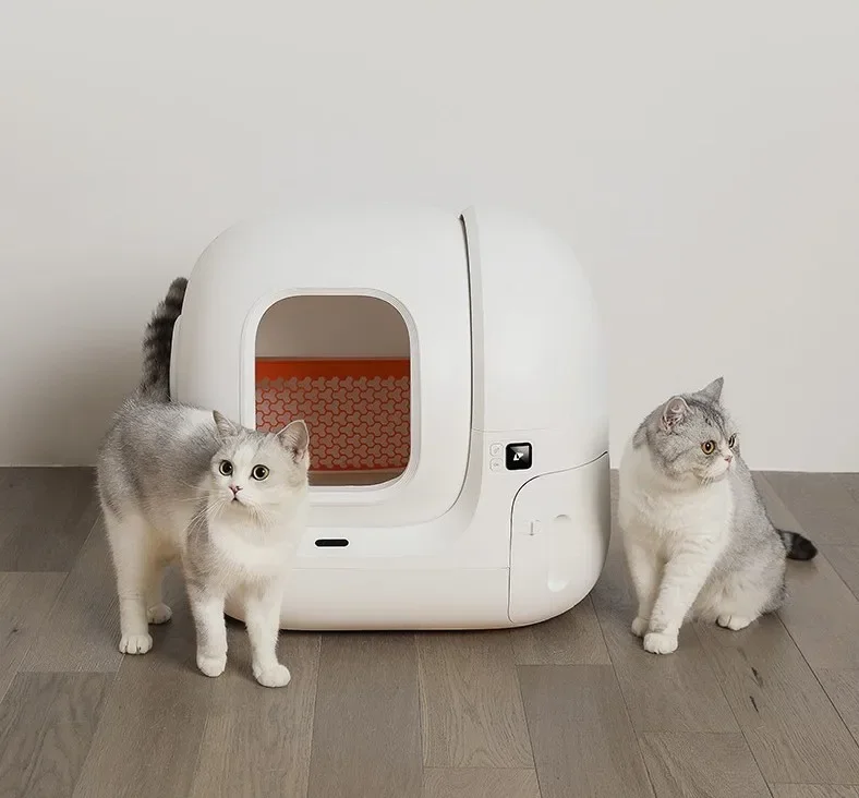 Белый интеллектуальный автоматический туалет для кошек Wi-Fi умный ящик с