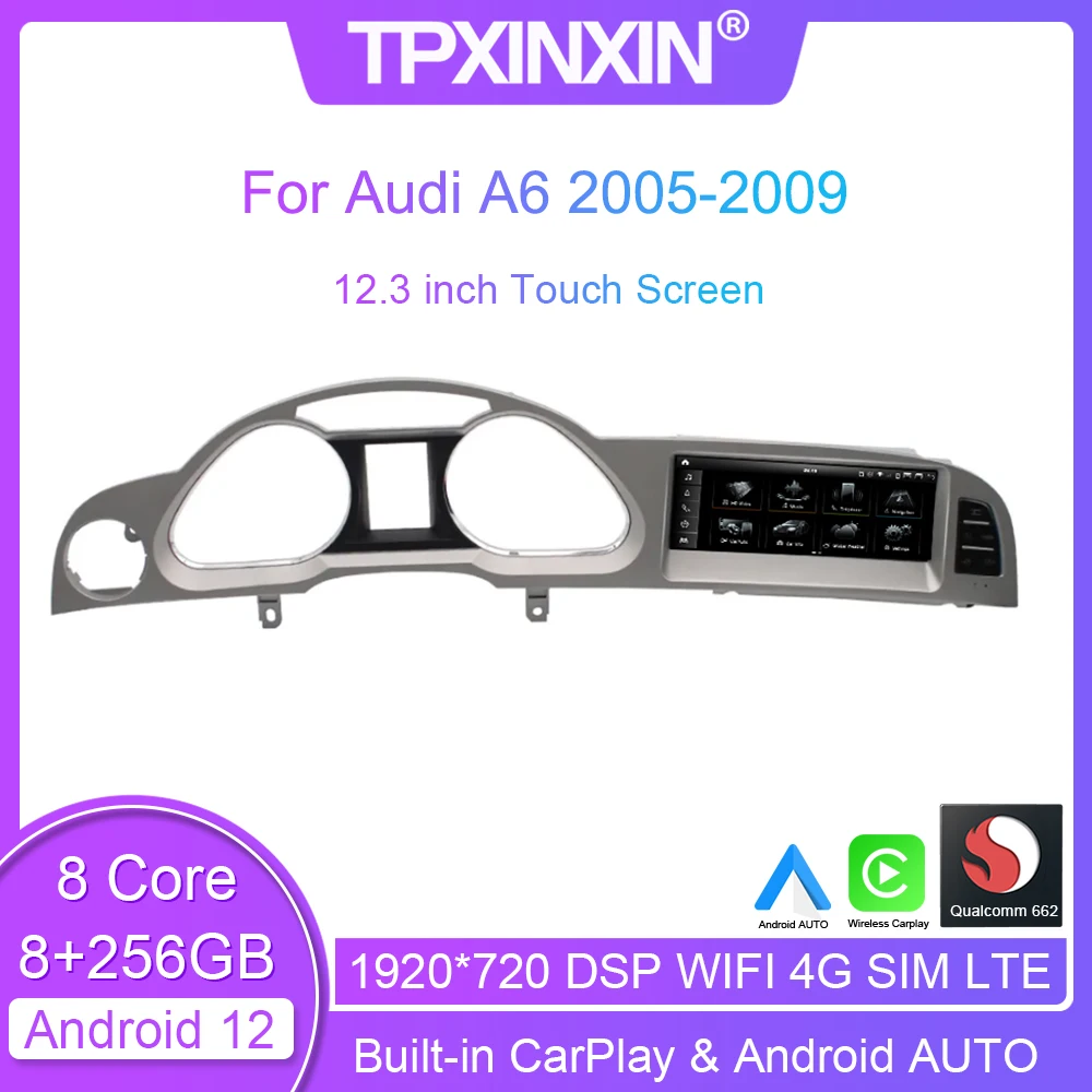 

12.3 Inch Android 12 Qualcomm 8+128GB For Audi A6 B9 2005-2009 Car GPS Navigation Multimedia Player HeadUnit Radio Stereo