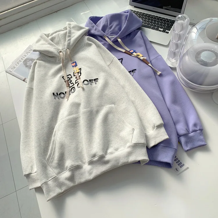 

high quality long-sleeve embroidery letter hoodies Women oversized sweatshirt Fashion loose casual Streetwear women clothing