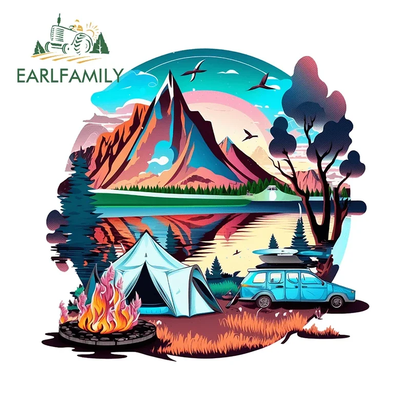 

EARLFAMILY для кемпинга, путешествий, костра, горная ночь, наклейки для автомобиля, Стайлинг автомобиля, модные наклейки, устойчивые к царапинам аксессуары