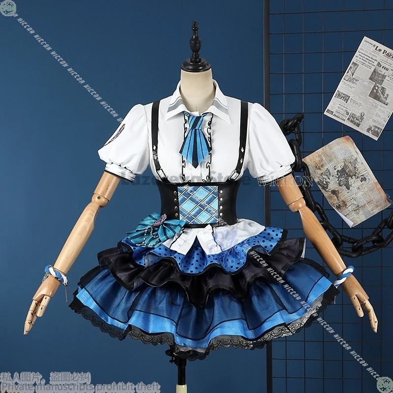Фото Disfraz костюмы на Хэллоуин аниме игра Lovelive косплей костюм ЭлиАйза Bibi Group Kawaii Idol синий торт клетчатый Mujer №4