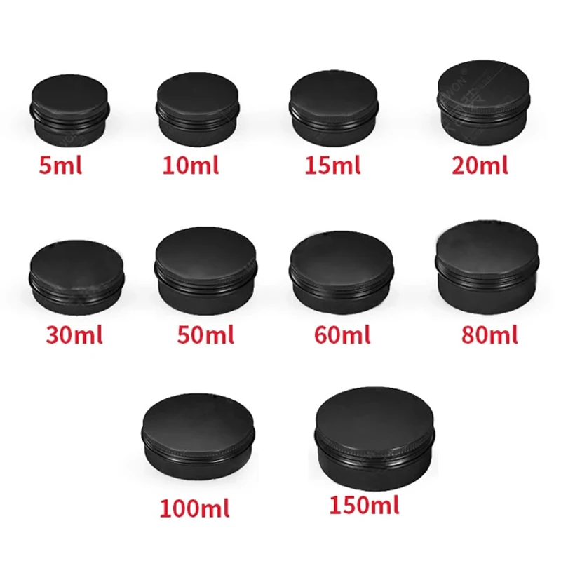 

10Pcs 5/10/15/20/30/50/60/100ml Empty Aluminum Jar Refillable Cosmetic Bottle Sample Cream Packaging Container With Screw Cap