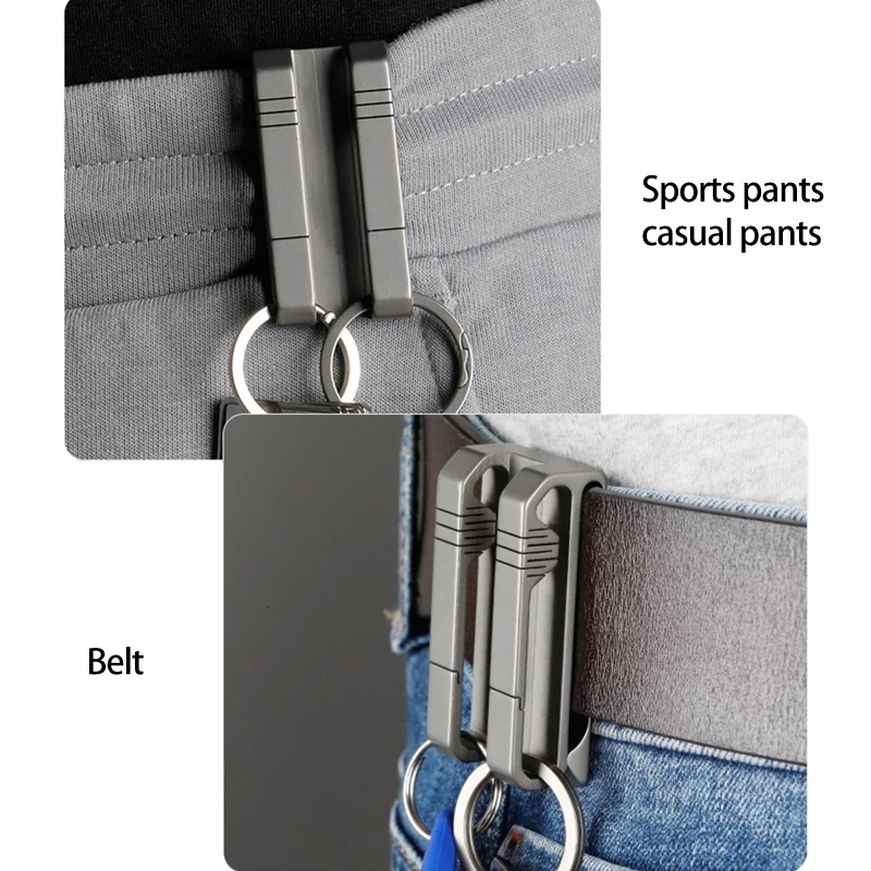 

2023 New Titanium Alloy Waist Belt Buckle Men Key Chain Key Ring Waist Hanged Key Holder Anti-lost Keyring Organizer Clip