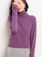 100 pure wool autumn and winter high neck knitted bottoming slim fit sweater womens new promotion