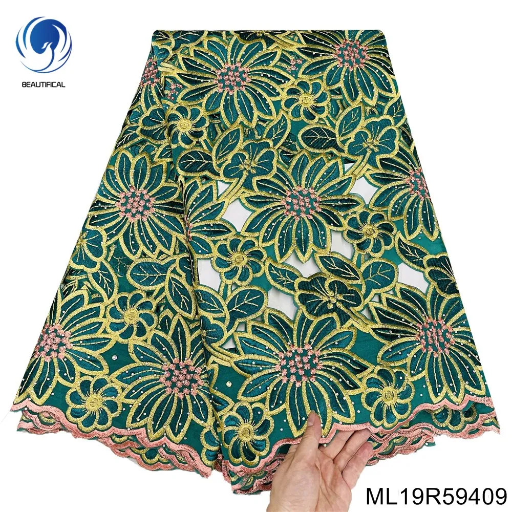 

Африканская чистая ткань с отверстиями ручной работы, Высококачественная нигерийская фототкань 100%, новинка 5 ярдов, ML19R594