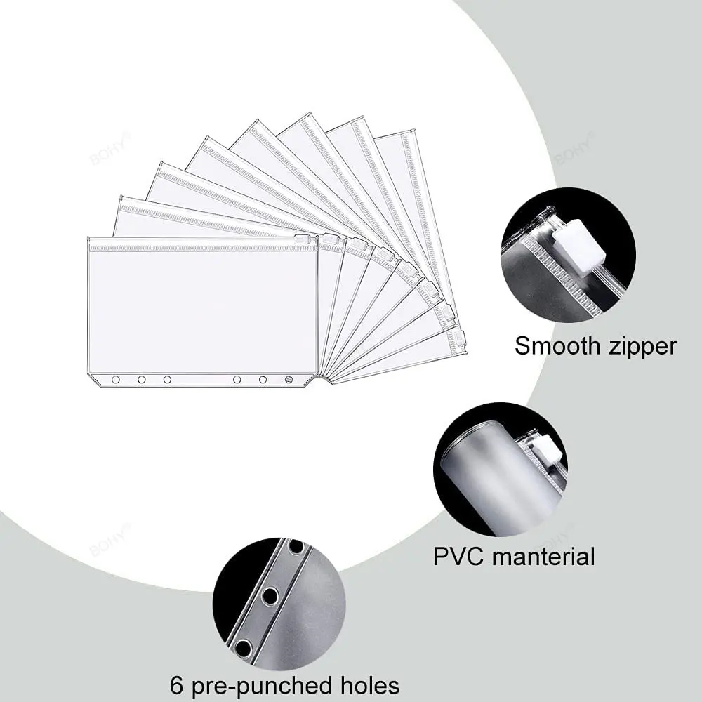 Новые бумажные карманы с 6 отверстиями пластиковые бумажники на молнии конверты