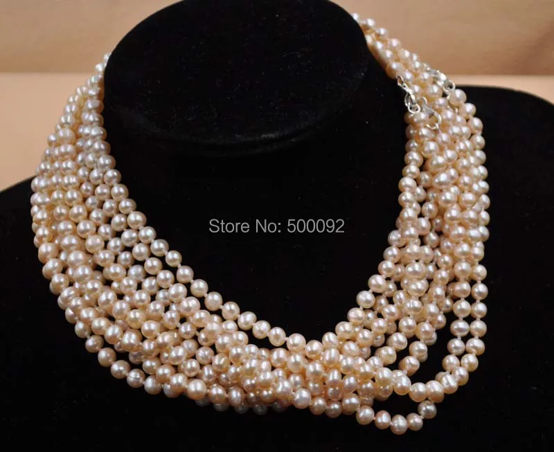 

wholesale 5 strands genuine freshwater pearl necklace