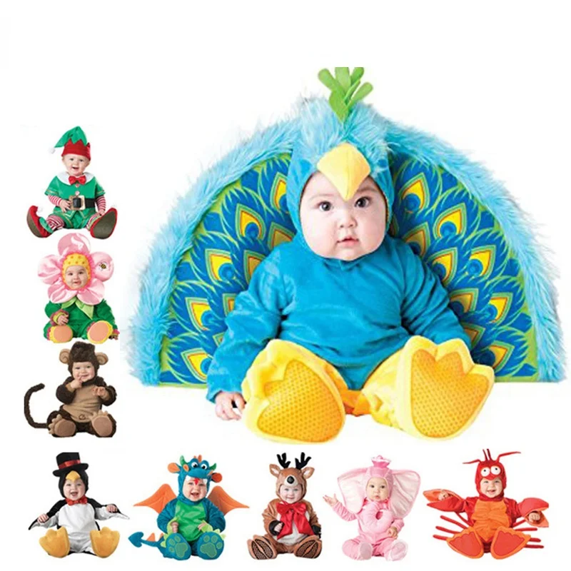 2022 Halloween Costume Baby Boy Clothes Girls Monkey Polar Bear Romper Kids Clothing Set Baby Hat Socks Toddler Cosplay Set