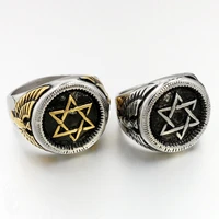 stainless steel star of david rings for men women titanium steel ring jewelry us size 813