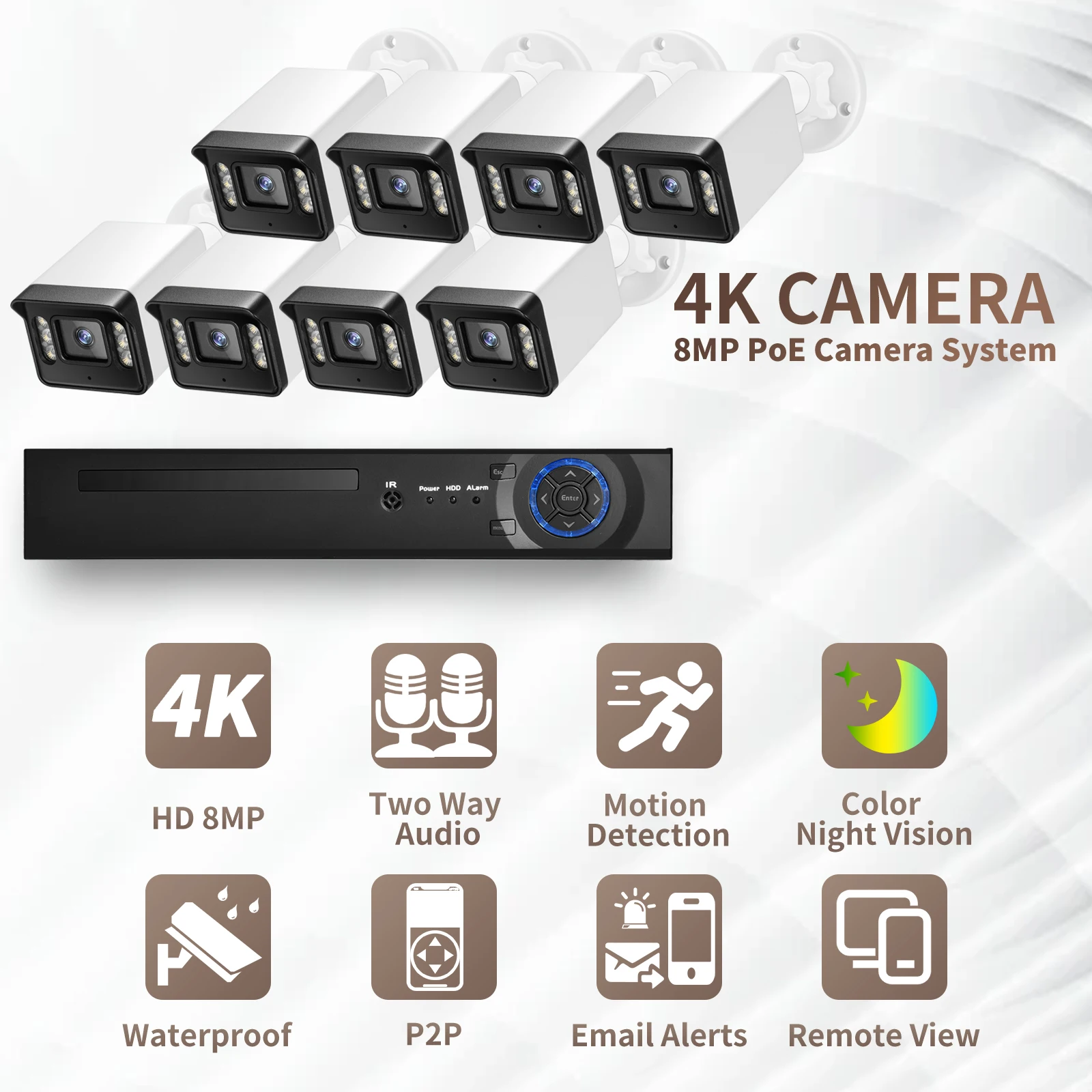Фото AZISHN двухстороннее аудио цветное Ночное Видение 4K 8MP камера видеонаблюдения CCTV комплект мониторинга видео №2
