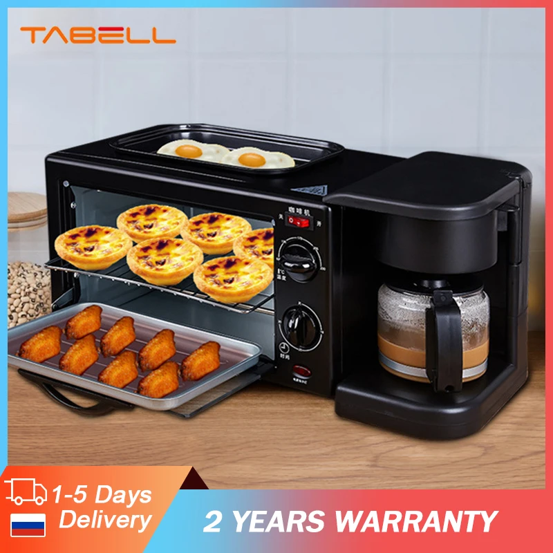 TABELL-máquina de desayuno 3 en 1, tostadora de pan, horno eléctrico, cafetera, máquina para perros calientes para el hogar, cocina Roti