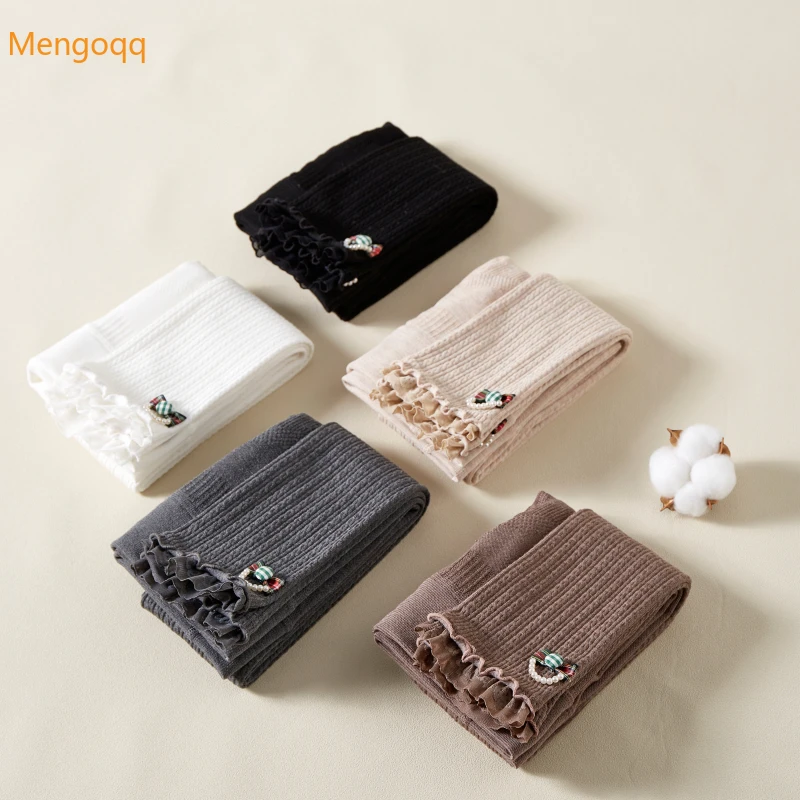 

Mengoqq Kids Baby Winter Warm Thin Velvet Brushed Tights Pants Teenage Children Girls Solid Plaid Bow Pearl Leggings 3-15Y