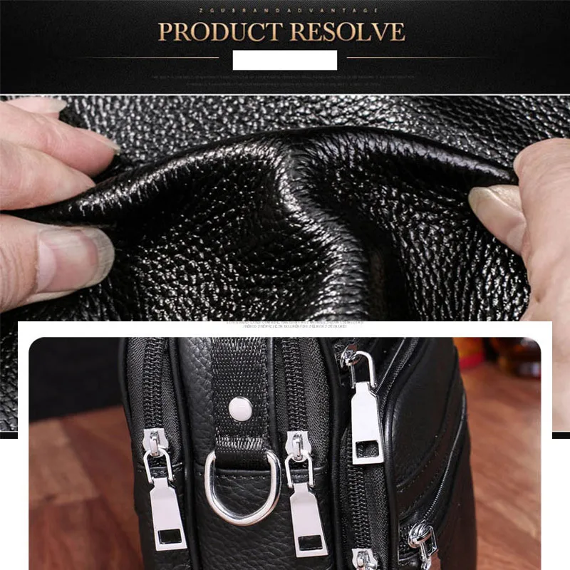 Men's Genuine Leather Handbag Male Black Shoulder Bag Fashion Messenger Bags Men's Bags Casual Crossbody Man Handbags