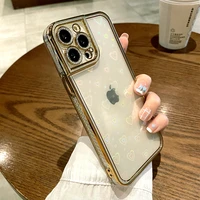 luxury plating love heart laser case for iphone 13 12 11 pro max xs xr x r se 2020 8 7 plus transparent soft silicone full cover