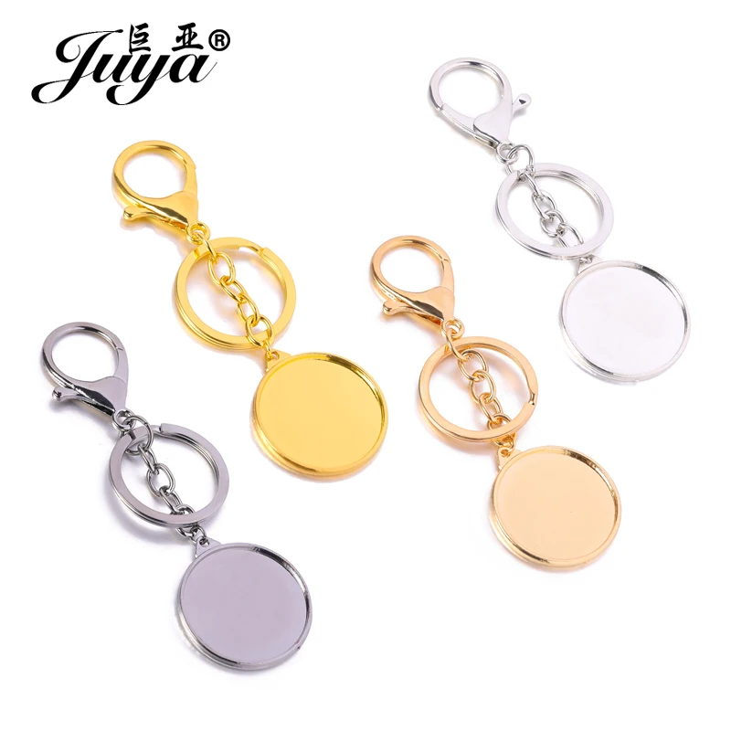 

5pcs/lot 30mm Double Sided Keychain Base High Quality Cabochon Setting Tray For DIY Jewelry Making Accessories Supplies Carfts