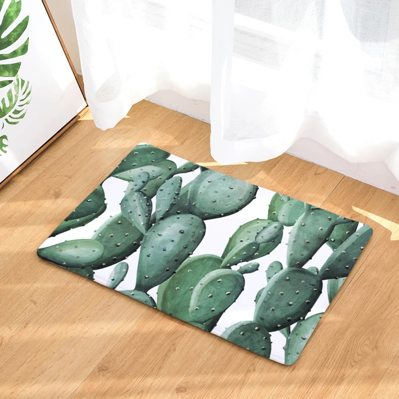 

Cactus Print Decorative Living Room Doormat Tropical Plant Pattern Anti Slip Entrance Carpet Home Decor Kitchen Absorbent Mat