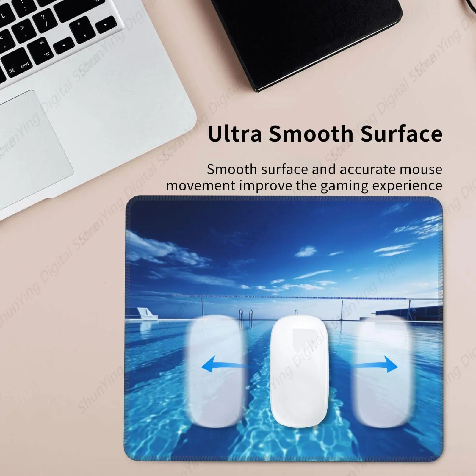 Anti Slip Rubber Base Mouse Pad Blue Swimming Pool Suitable For Gaming Office Laptops 18*22cm