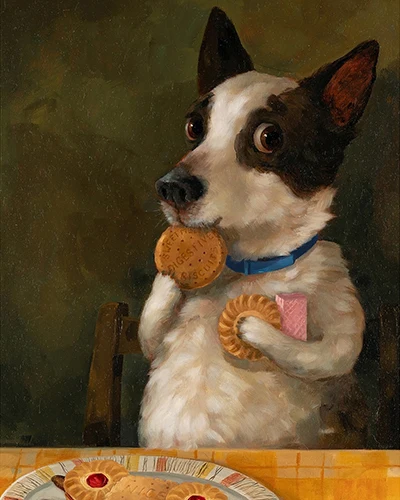 Забавный милый щенок, собака, ест пиццы, винтажное животное, холст, постер, принт, ретро-арт, декор для гостиной, котенок, ест печенье, живопись д творчества рыжий кот холст с красками 22х30см по номерам в коробке 16цв милый щенок с ами х 2805