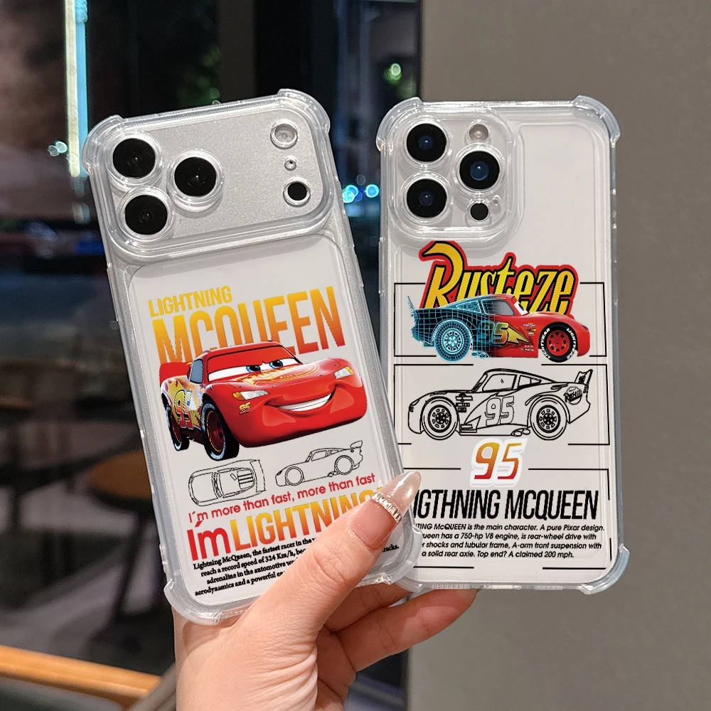 Фото Прозрачный противоударный мягкий чехол для iPhone 17 Air 16 15 14 Plus 13 12 11 Pro Max X Xs XR 8 с мультяшными машинками МакКуин и Салли №1
