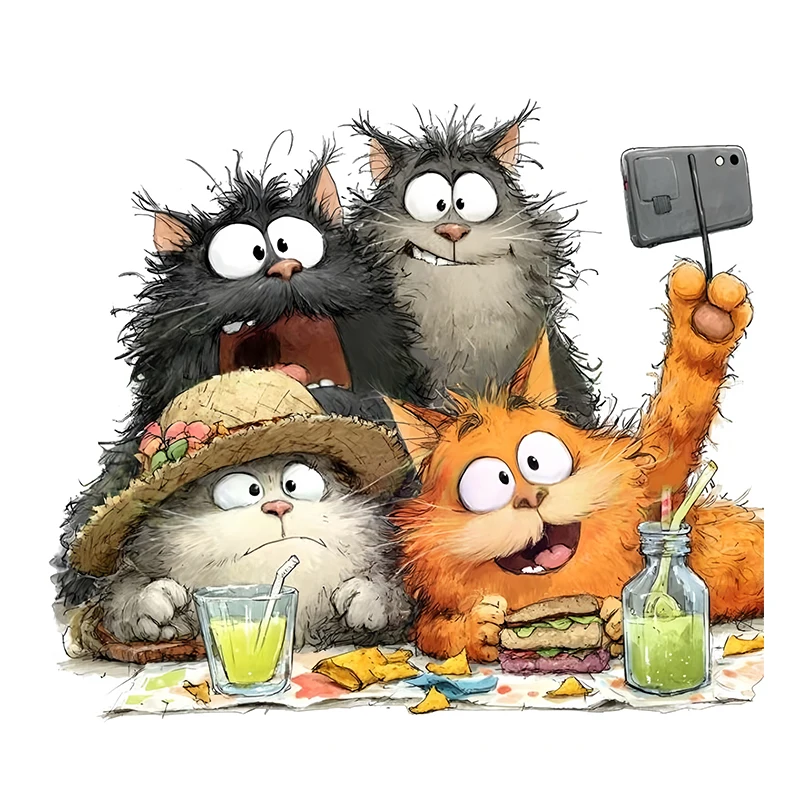 1 шт., акварель, забавный кот, украшение для комнаты, гостиная, спальня, украшение для туалета, наклейки на стену