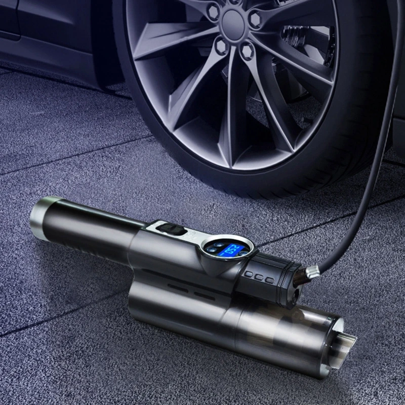 

4-in-1 Car Tire Inflator 12V DC 120W Wet Dry Vacuum Cleaner Tire Pressure Gauge R2LC