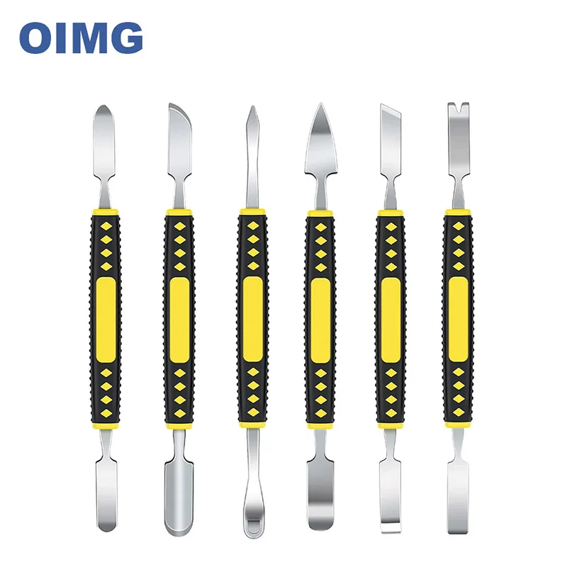 

Metal Crowbar 6pcs Set Screen Disassemble Pry Bar Anti-Slip Silicone Spudger Repair Tools for Mobile Phone Computers Tablets