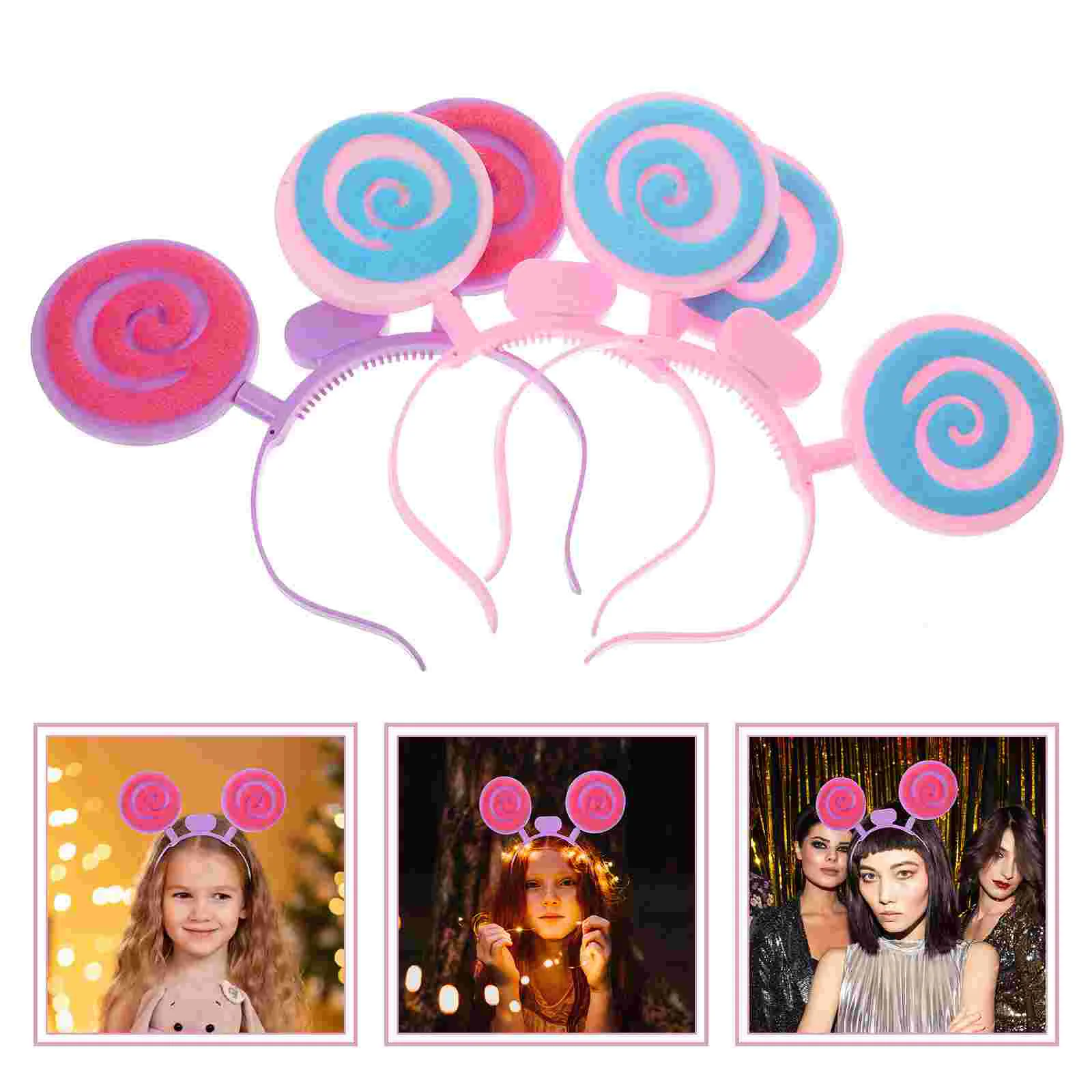 

3pcs Kids Headband Hairband Hair Lollipop Luminous Creative Durable for Stage Performance (Random Color)