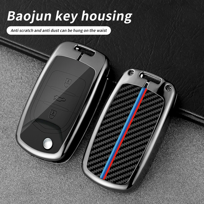 

Zinc Alloy Car Flip Key Case Cover Shell for Baojun 560 Rs-5 530 630 310 E100 E200 310W 510 730 360 Holder Interior Accessories