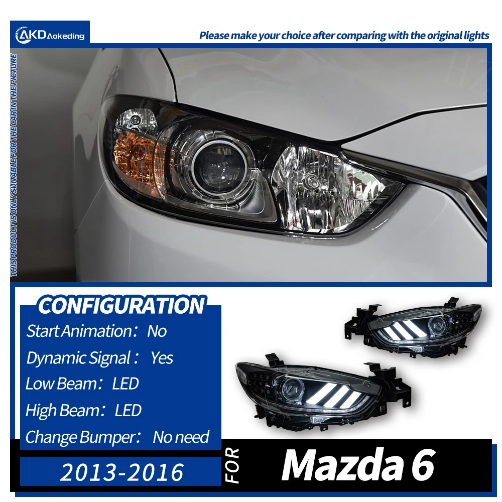 

Фара для Mazda 6 Atenza 2013-2017 Mustang, противотуманные фары, дневные ходовые огни DRL H7, светодиодная биксеноновая лампа, автомобильный аксессуар