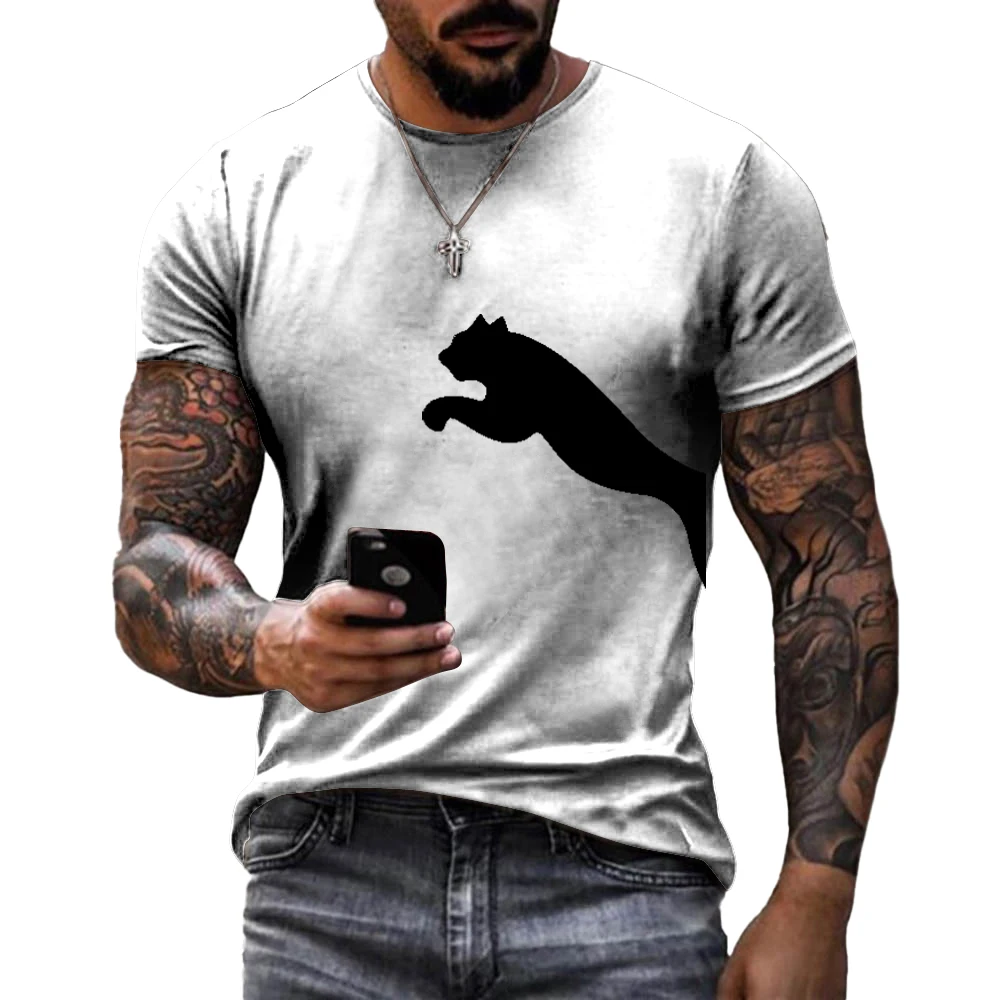 

2023 Summer New 3D Print Wolf Pattern Casual Fashion Round Neck Shirt Harajuku Quick Dry Delicate Men's T-Shirt