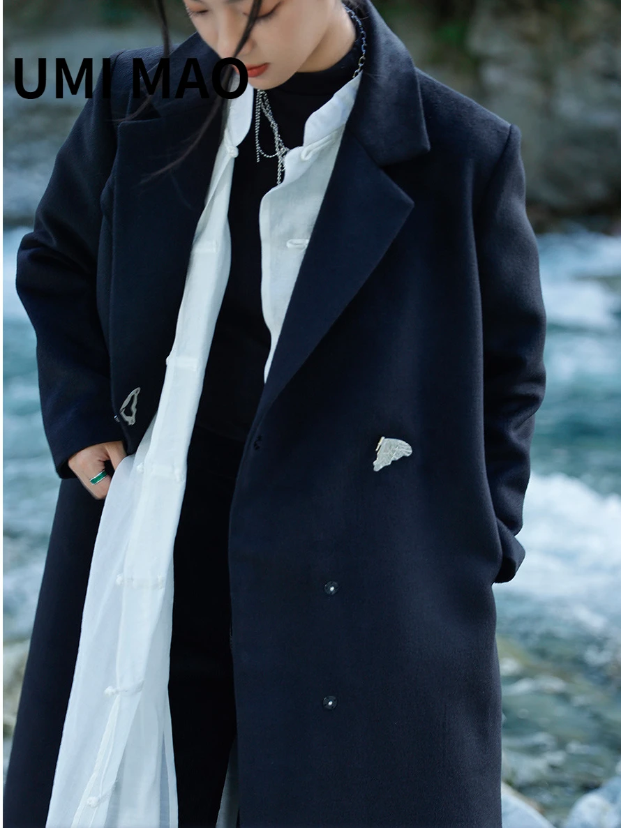 

UMI MAO Yamamoto Dark Niche Design Sense Asymmetric Tweed Jacket Female Overcoat Unisex Wind Silhouette Blazers Coat Femme Y2K