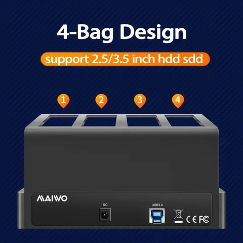 Корпус для внешнего жесткого диска MAIWO 4 Bay, Sata на USB 3,0, 2,5 и 3,5 дюйма, HDD SDD, док-станция, корпус для жесткого диска для ПК