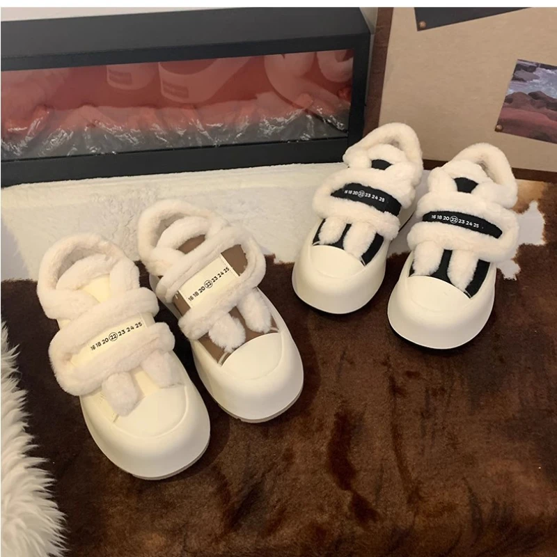 Зимние женские теплые кроссовки из искусственной кожи белые шерстяные туфли