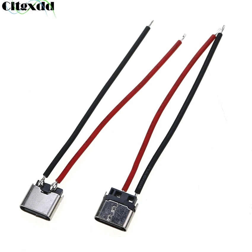 

Cltgxdd 1pcs USB Type-C 2Pin Soldered Female With Wire 2P Type C 3A High Current Charging Port Connetor