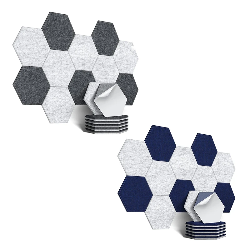 

12Pack Self-Adhesive Sound Proof Foam Panels Hexagon Acoustic Panels For Home (Dark Grey+Silver Grey)