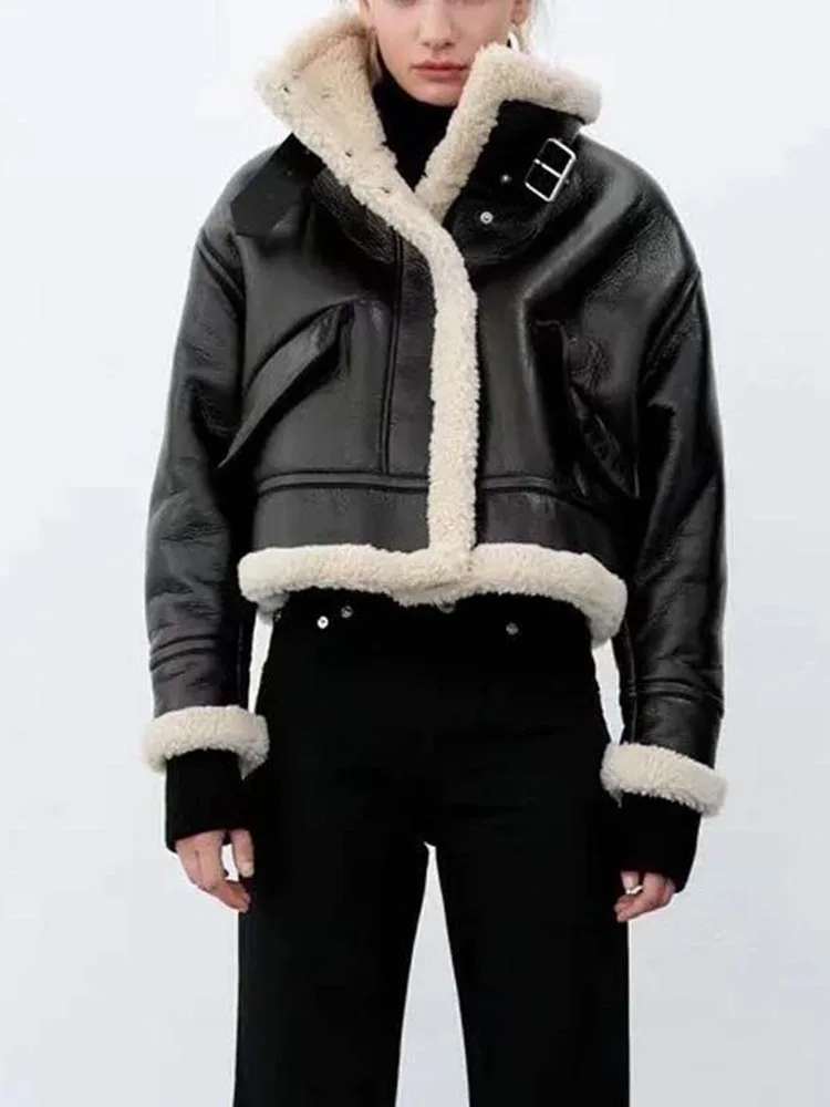 HIGH STREET Newest Fashion 2021 Winter Designer Jacket Women's Stylish Fur Leather Coat Overcoat