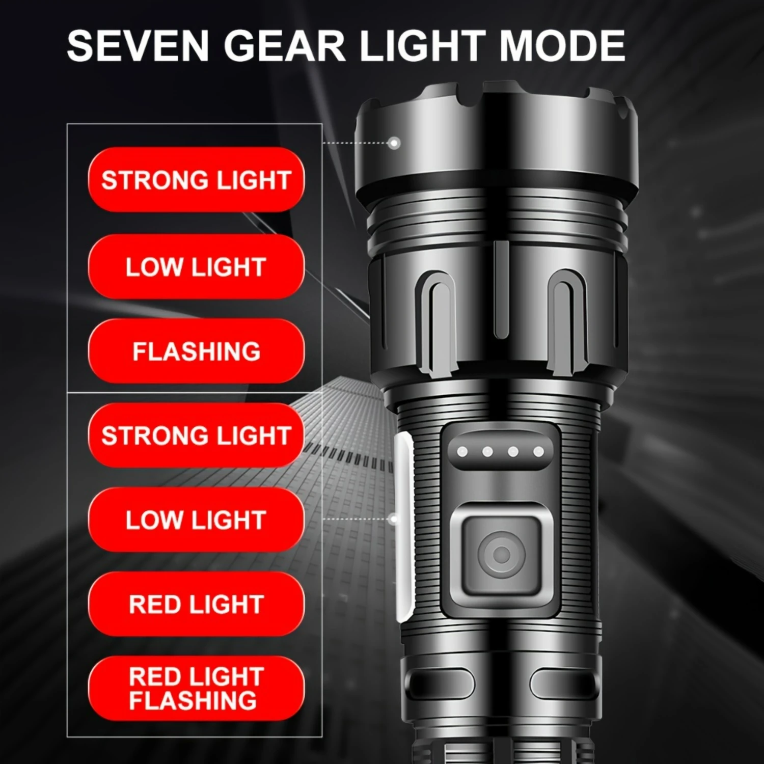 Multifunctional Outdoor Lighting Powerhouse Powerful Telescopic Zoom Type-c Charging Flashlight with Strong Light and COB Side
