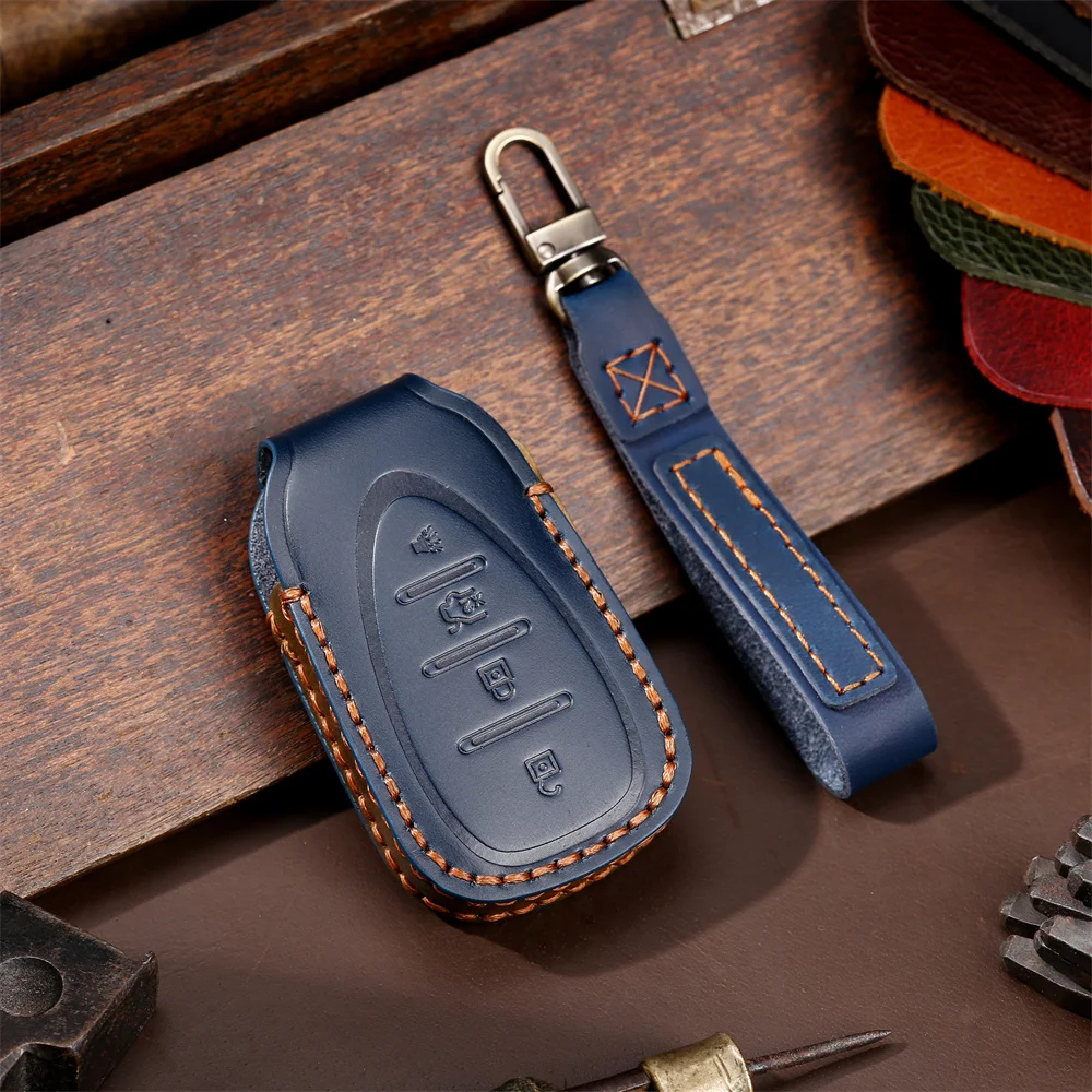 

Leather Car Key Case Cover Fob Protector Shell for Chevrolet Chevy Cruze Cavalier Malibu Xl Equinox Sail JM Trax Keychain Holder