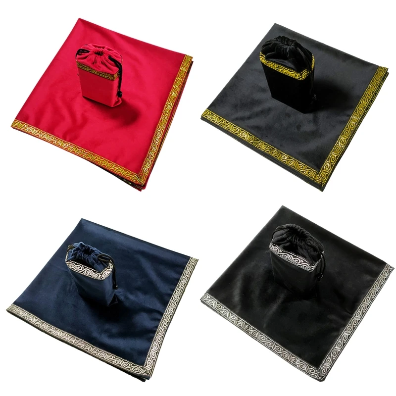 

Board Game Card Square Tablecloth Astrology Divination Altar Velvet Cloth Board Game Card Mat with Storage Tarot Pouch