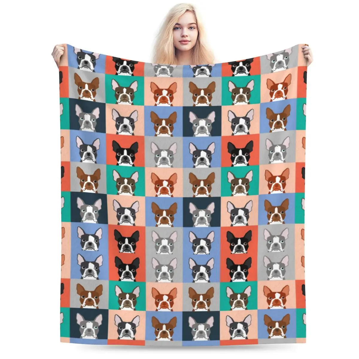 

Boston Terrier Dog Cartoon Soft Flannel Throw Blanket for Couch Bed Sofa Cover Blanket Warm Blankets Travel Blanket
