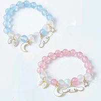 sanrioed cinnamorol bracelet fashion star moon style cute crystal beads kawaii hand rope accessories jewelry toy gril gift