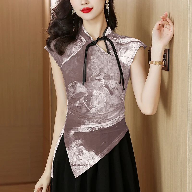 Улучшенный топ с нерегулярными разрезами женское летнее новое поступление