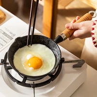 mini nonstick frying pan with wooden handle cast iron milk pot omelette egg pan heating coffee butter pancake kitchen cooking