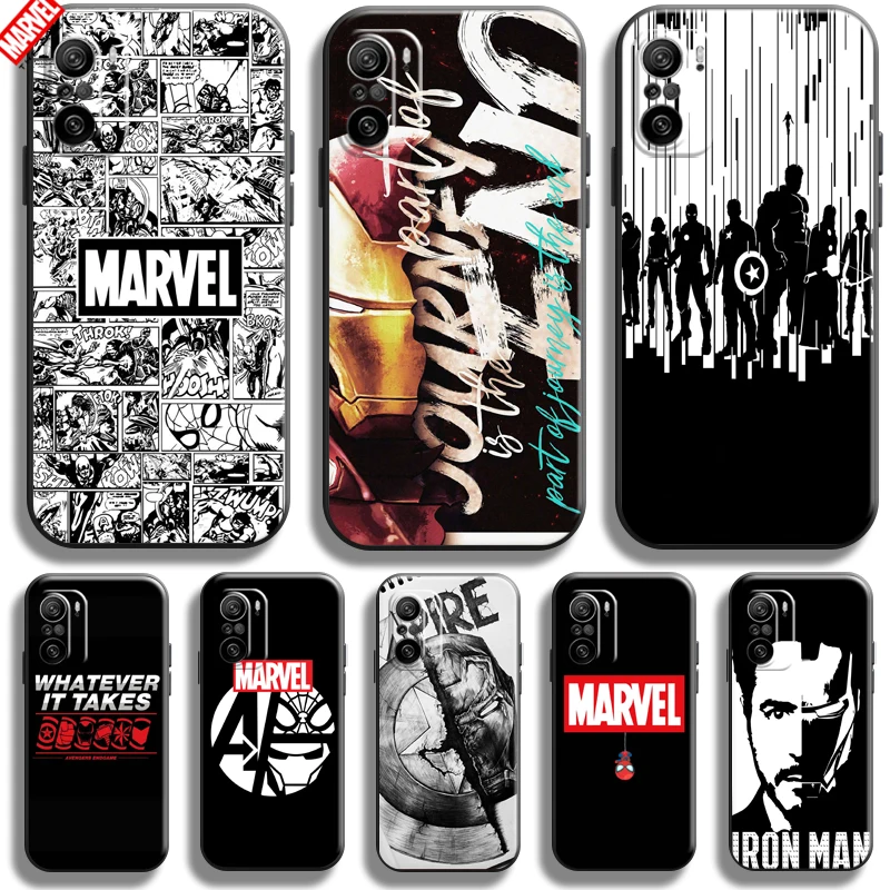 

New Marvel Avengers Logo Phone Case For Xiaomi Redmi K40 K40 Pro K40 Gaming Carcasa Black Funda Soft TPU Silicone Cover Coque