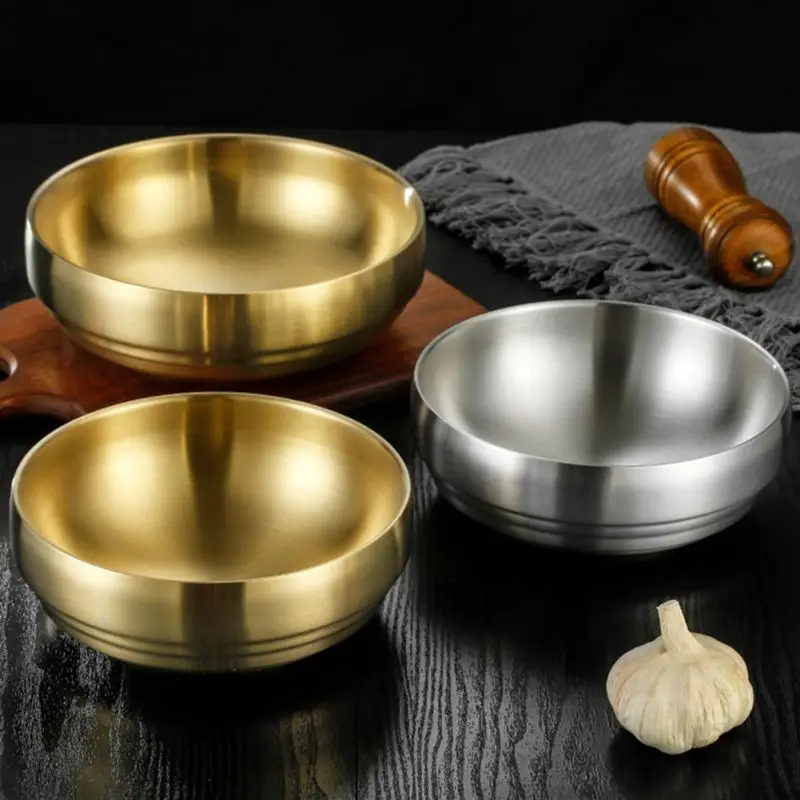 

Heat Insulated Mixing Bowl Double Layer Rice Stainle Steel For Kitchen Flatware Metal Ice Cream Soup bowl