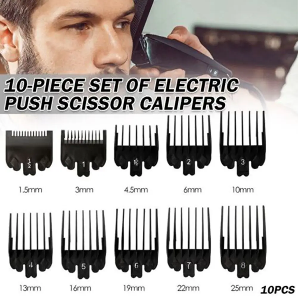 10PCS 1.5-25mm Plastic Hair Trimmer Hair Clipper Combs Guide
