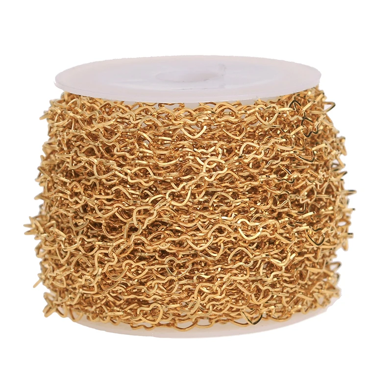 

1 Meter Stainless Steel Gold Love Heart Rolo Chain Necklace Keychain Jewelry Making Findings DIY Supplies Craft Accesorios