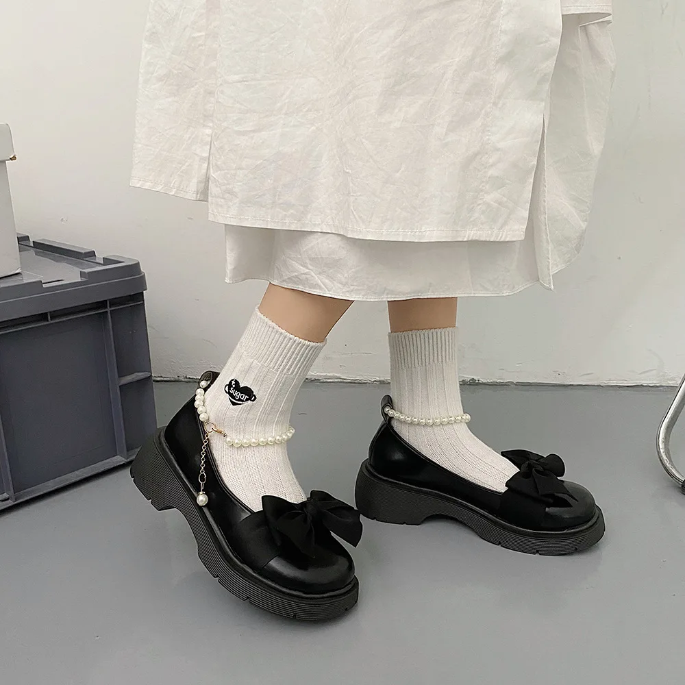 Summer Female Shoes Fashion Women's thick heels Round Head Band Heel Shoes Bow Pearl Square Heel Low-top Pumps Women Shoes